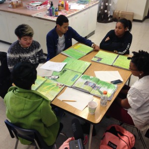 Group talk about the Clean Graffiti art grant at WCHS.