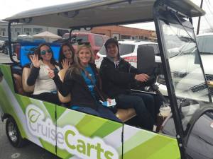 More happy passengers on a Cruise Cart.
