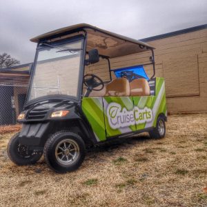 A wrapped Cruise Cart during the testing period. 