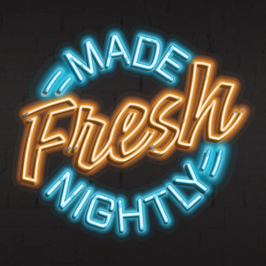 Example of the NC Music Factory Made Fresh Nightly Campaign Neon Sign.