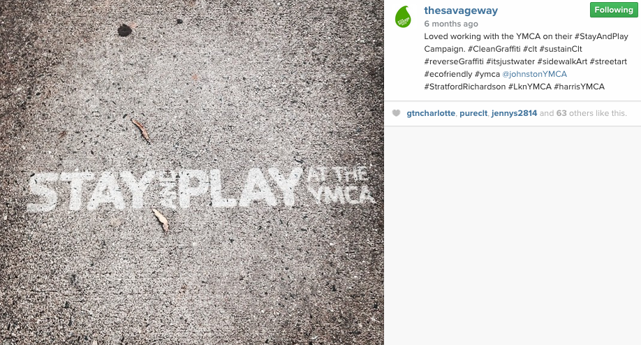 Social Media post from #thesavageway about YMCA of Greater Charlotte's Clean Graffiti campaign.