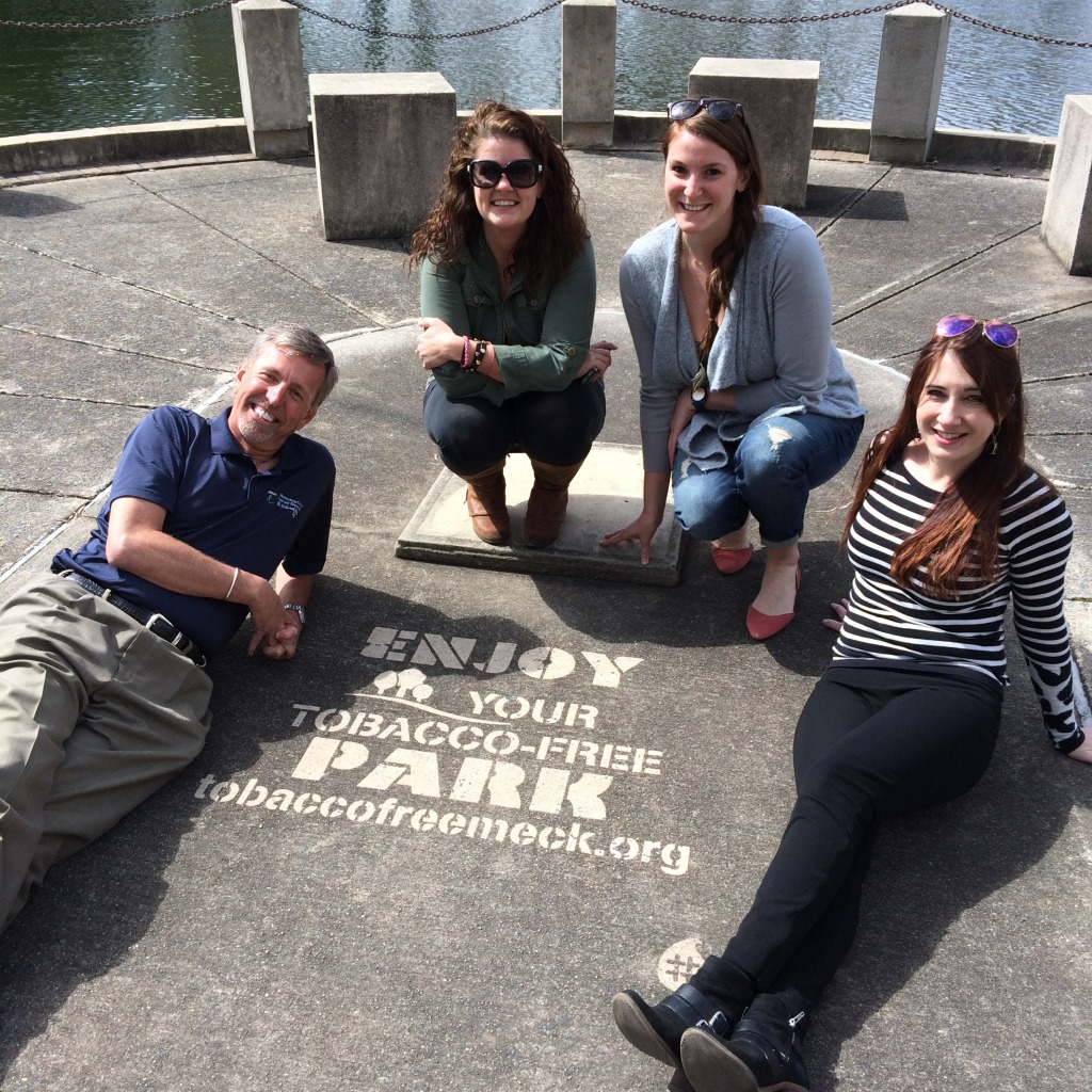 Having some Clean Graffiti fun with Jim Garges, Director of Mecklenburg County Parks & Recreation (far left), Torrie Savage & Paula Bartlett (#thesavageway) and Melissa Curlin (Well0Run Media).