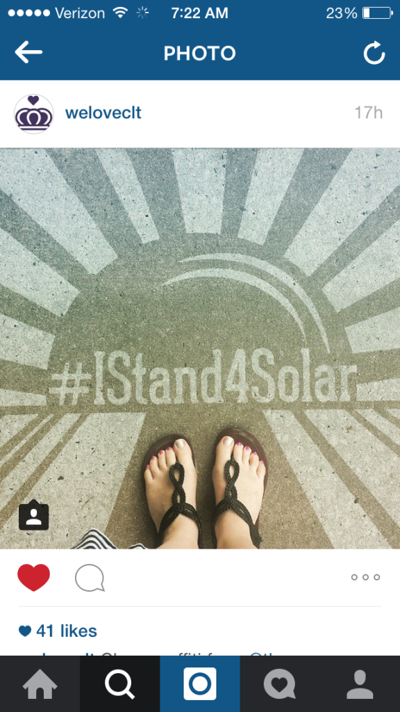 #IStand4Solar Clean Graffiti Social Media post from @WeLoveCLT - #thesavageway