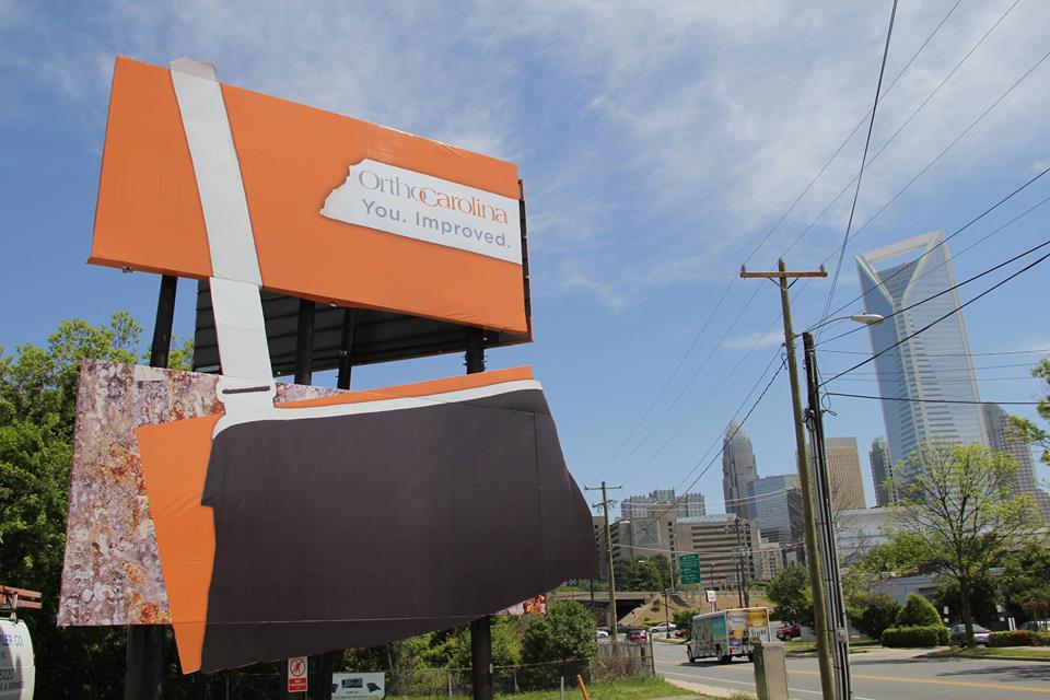 "Broken" billboard campaign that OrthoCarolina did with Adams Outdoor Advertising.