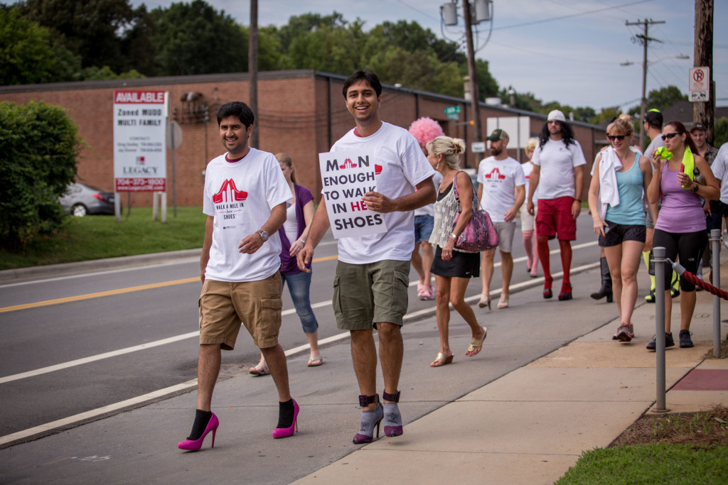 Gentlemen strut during the 2014 Walk a Mile in Her Shoes (photo credit: Ally Frazier) - #thesavageway 