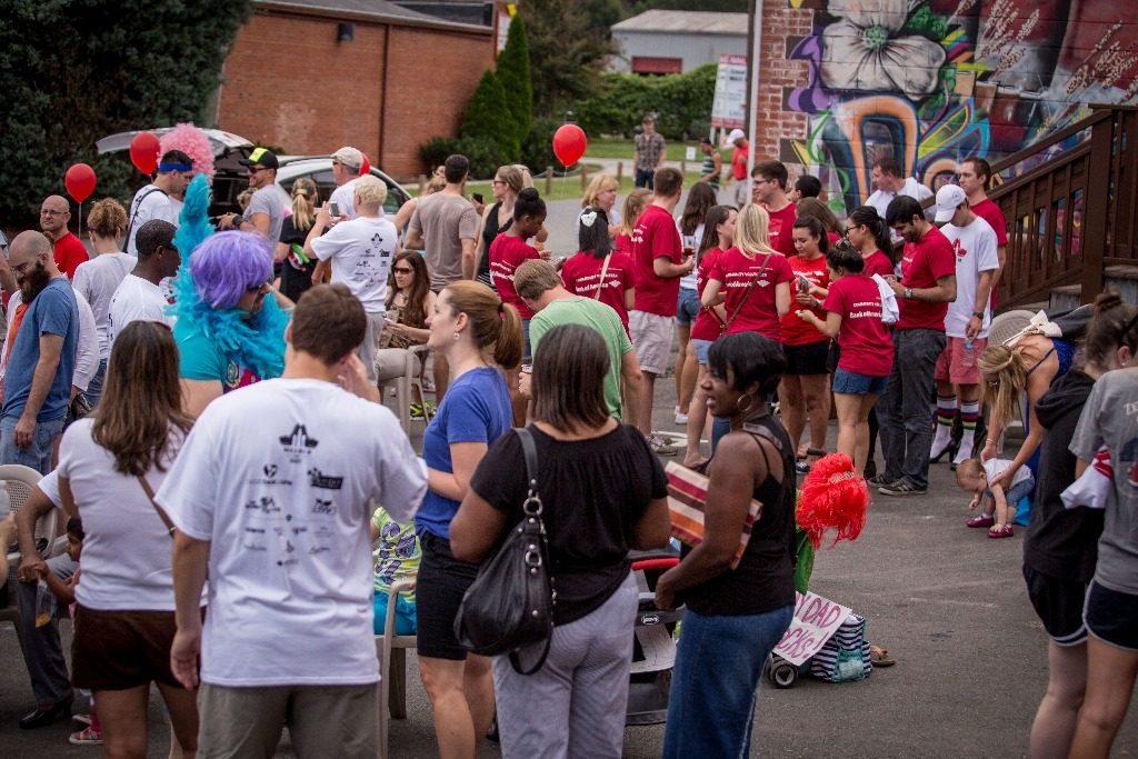 The crowd gathering at the 2015 Walk A Mile event. #thesavageway
