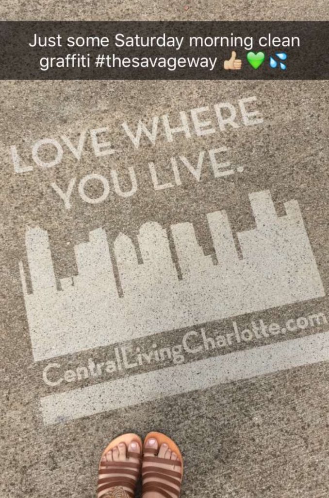 Another Snapchat message sent to #thesavageway when the Love Where You Live reverse graffiti was spotted. Photo by Maddy Rupert. 