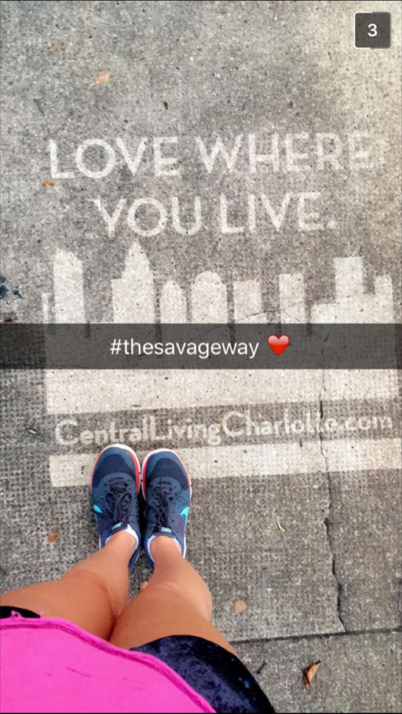 Snaphchat message sent to #thesavageway when a Clean Graffiti spot was seen in Charlotte. Photo by Caity Friedrich. 
