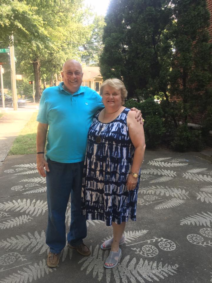 Sweet couple from First Christian Church with driveway art from #thesavageway (photo FCC Facebook)