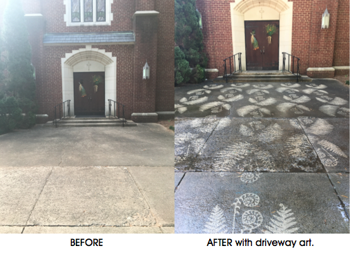 Before & After shot of our driveway art at First Christian Church on East Blvd, Charlotte, NC. #thesavageway