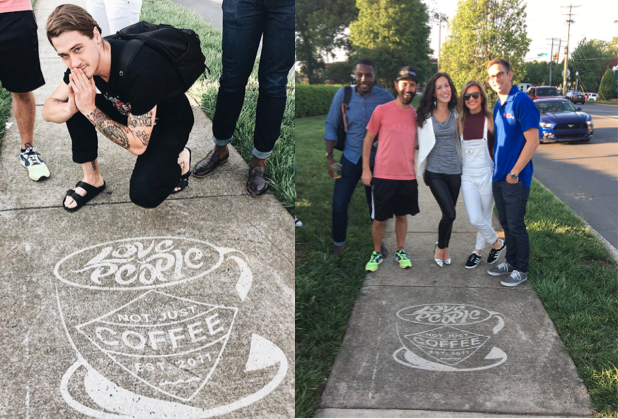 Love People Not Just Coffee Clean Graffiti campaign
