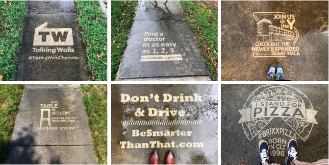 6 images of Clean Graffiti by #thesavageway. these creative messages on the sidewalk are created using just a stencil and a pressure washer.