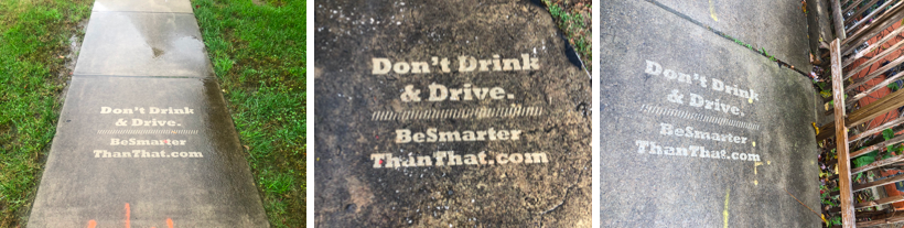 Creative marketing on the sidewalks for the message to not drink and drive.
